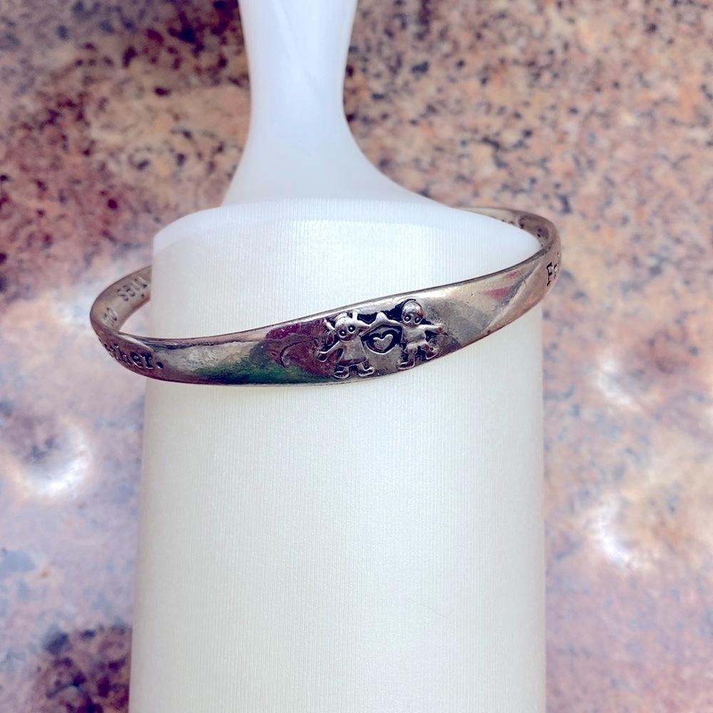 Stainless steel Bangle bracelet Friendship saying engraved twisted lightweight